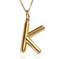 925 Sterling Silver Vermeil Yellow Gold Plated Initial K Pendant Necklace 20" 7.25 Grams B656