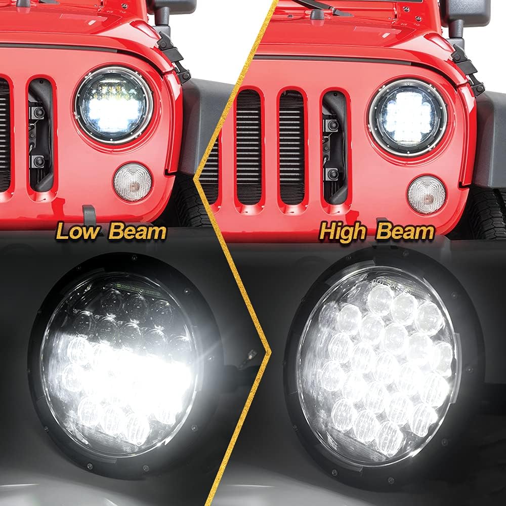 7" Inch LED Headlight with DRL Black Pair U826349