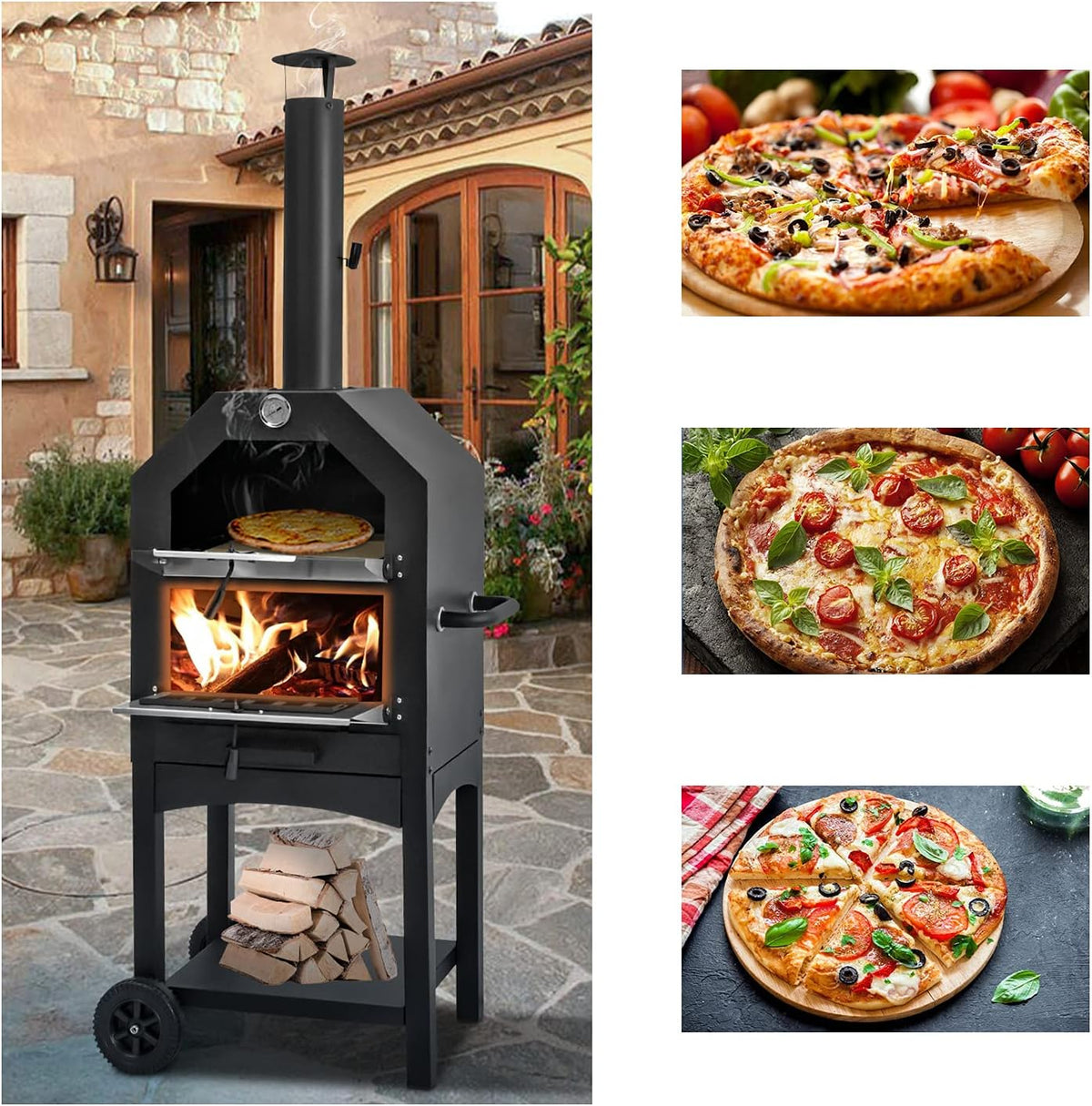Outdoor Pizza Oven Wood Fire with Pizza Stone A163904