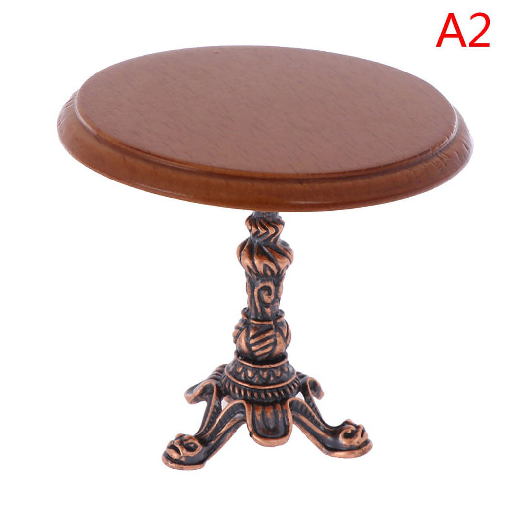 1:12 Wooden Round Kitchen Side Table And Stool B816