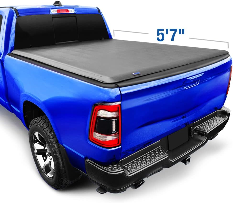 Soft Roll Up Truck Bed Tonneau Cover for 2019-2022 Ram 1500, 5'7" Bed I736