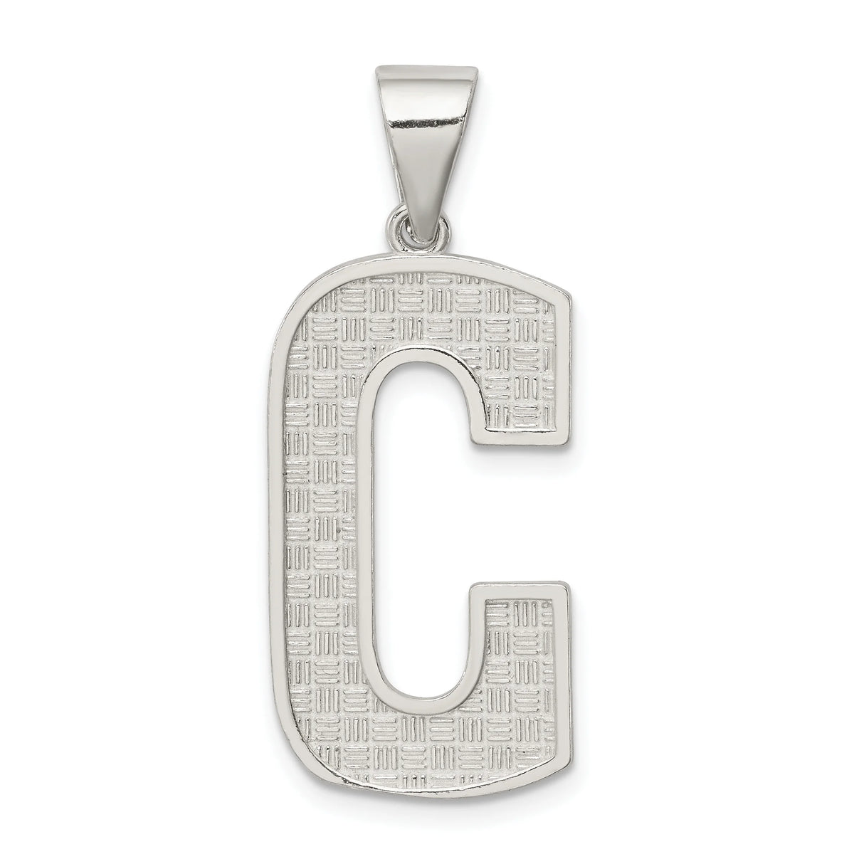 Sterling Silver Letter C Initial Charm Pendant with Rope Chain Necklace 20'' J549315