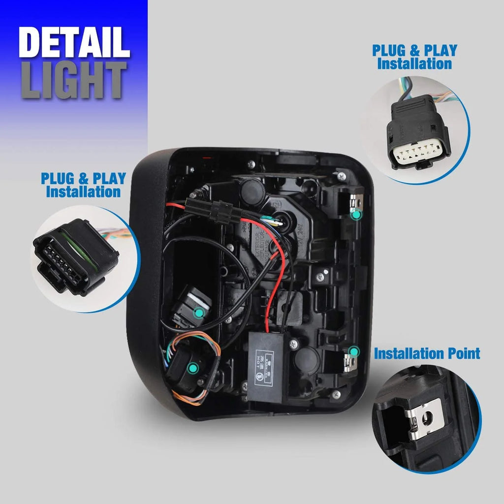1Pair Black Housing Red Lens LED Tail Lights Assembly Replacement L326501