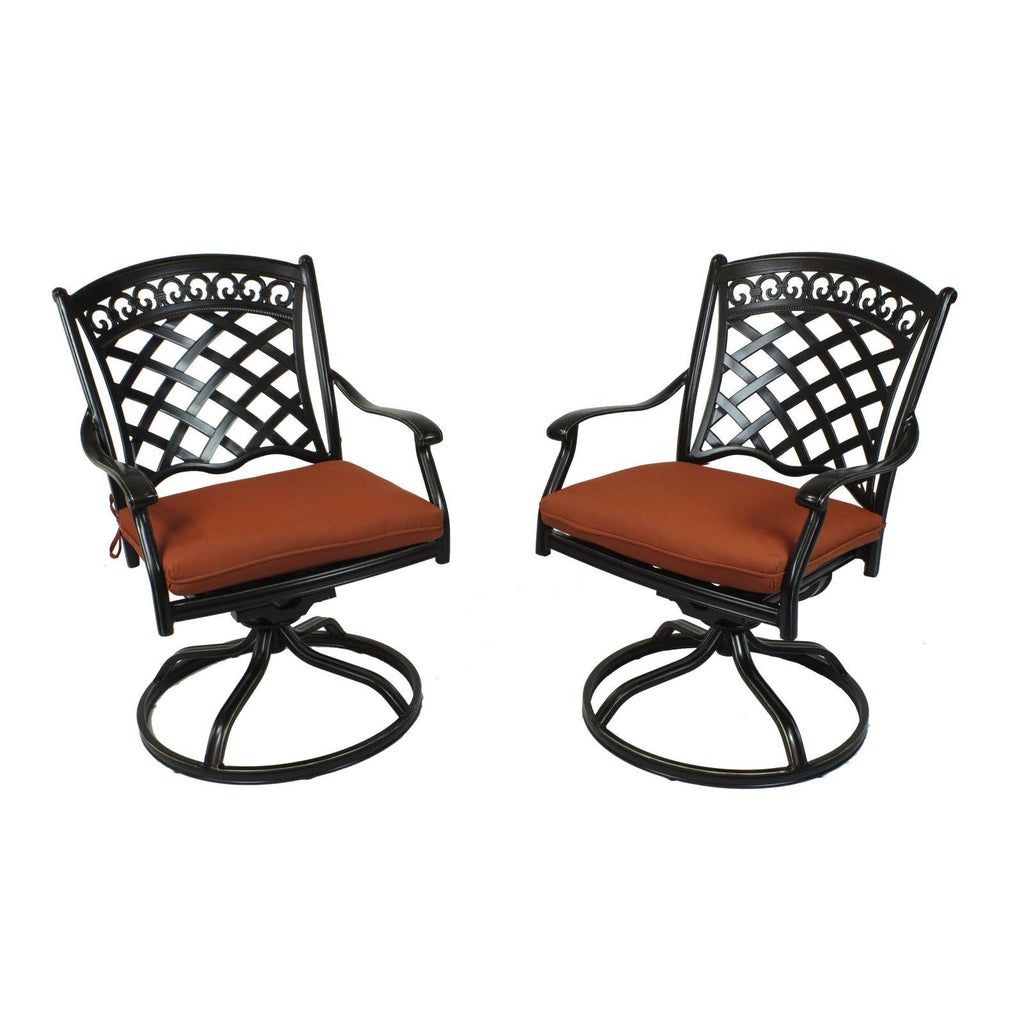 Black Cast Aluminum Outdoor Swivel Rockers - Set of 2 Y668008