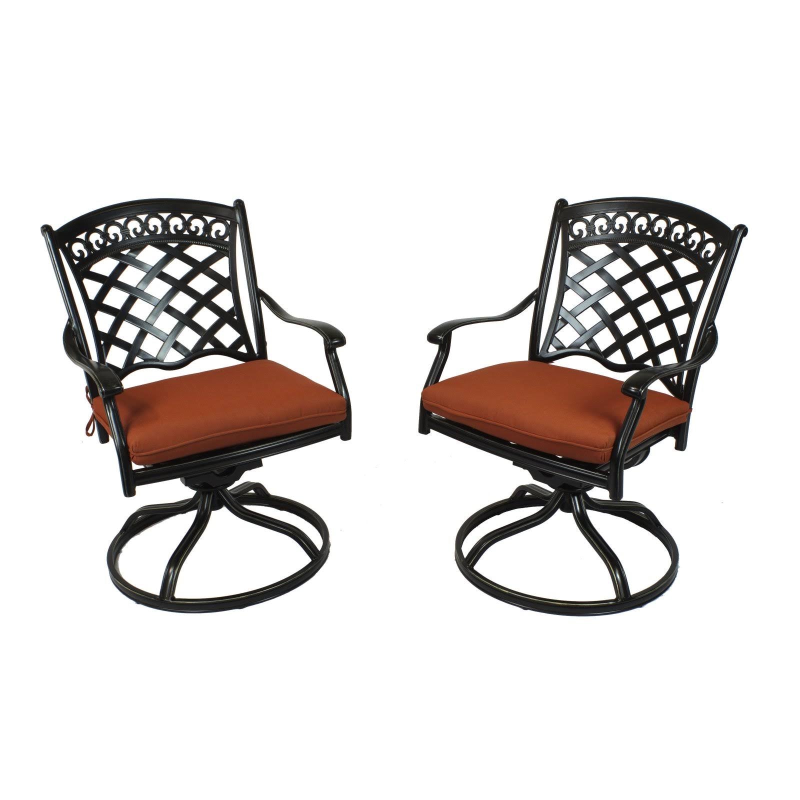 Black Cast Aluminum Outdoor Swivel Rockers - Set of 2 Y668008
