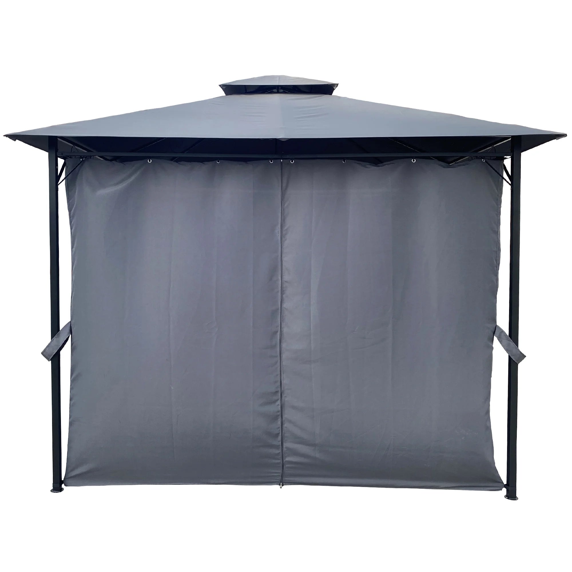 Gray Gazebo Canopy With Curtains T101