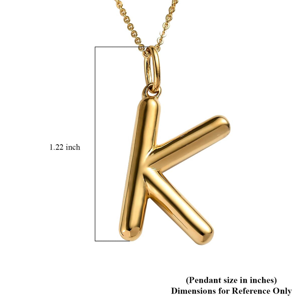 925 Sterling Silver Vermeil Yellow Gold Plated Initial K Pendant Necklace 20" 7.25 Grams B656
