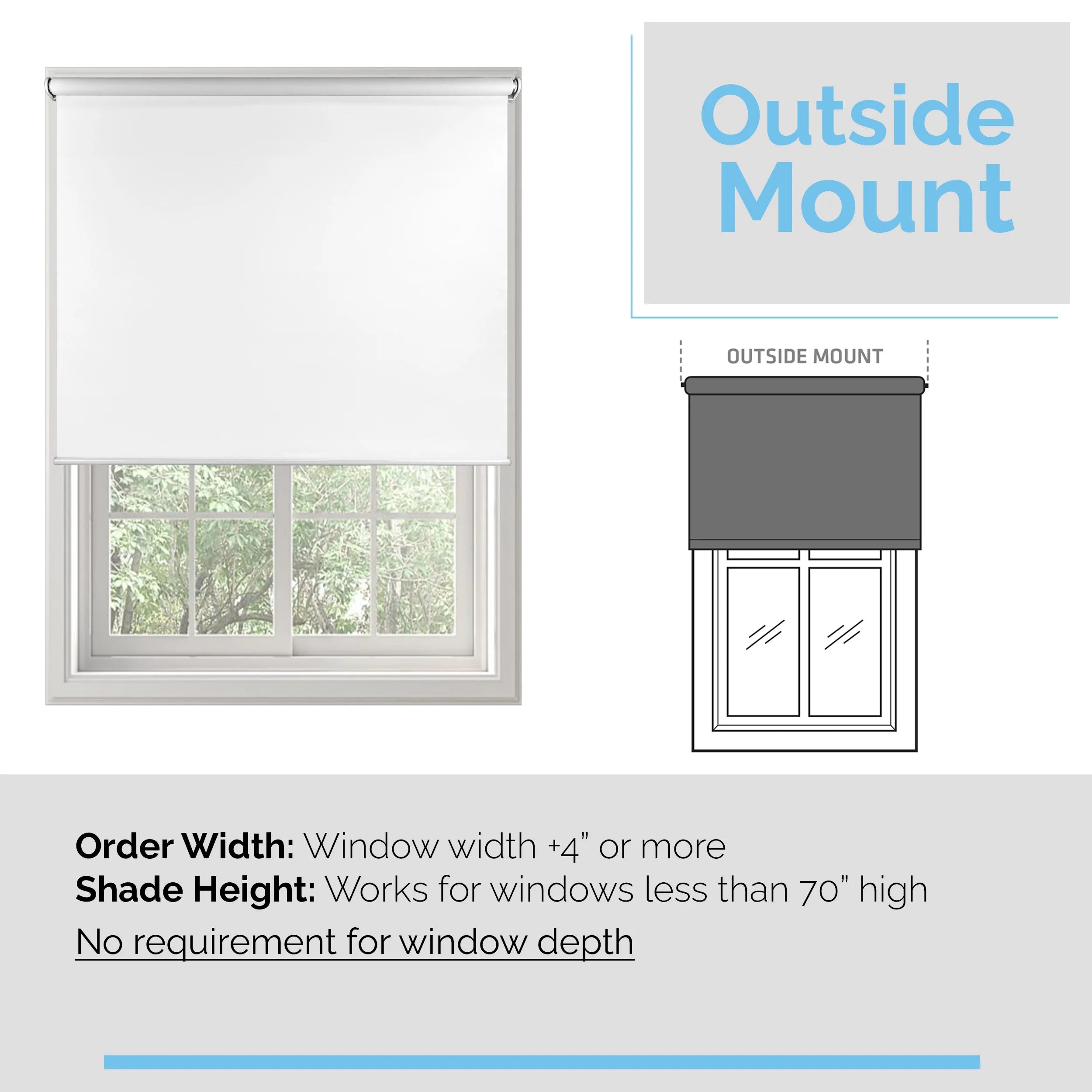 White Cordless Blackout Window Roller Shades 25 x 72 Inch T52197