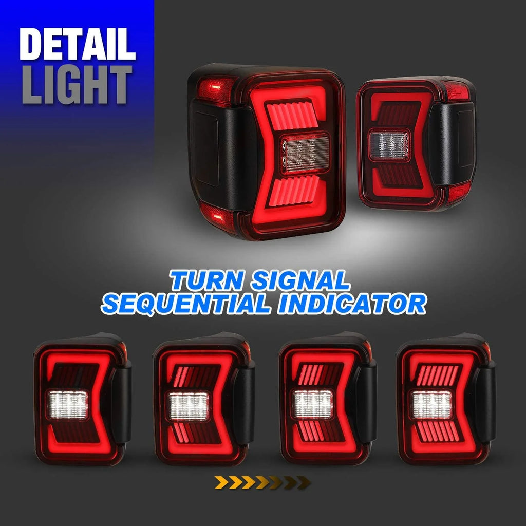 1Pair Black Housing Red Lens LED Tail Lights Assembly Replacement L326501