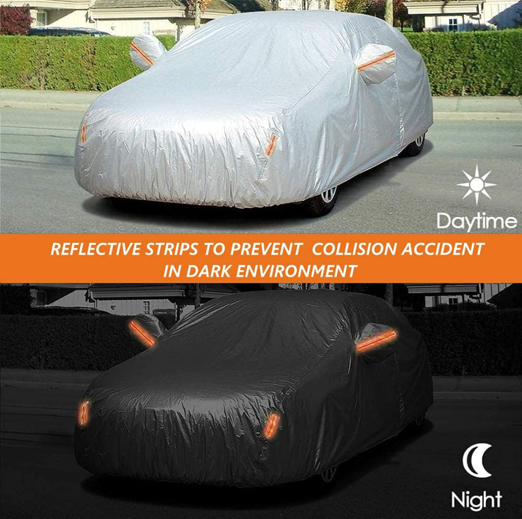 6 Layers Heavy Duty Waterproof Windproof Car Cover with Zipper Door, Universal Fit for SUV (190 in-200 in), Silver Pack of 2 F833302