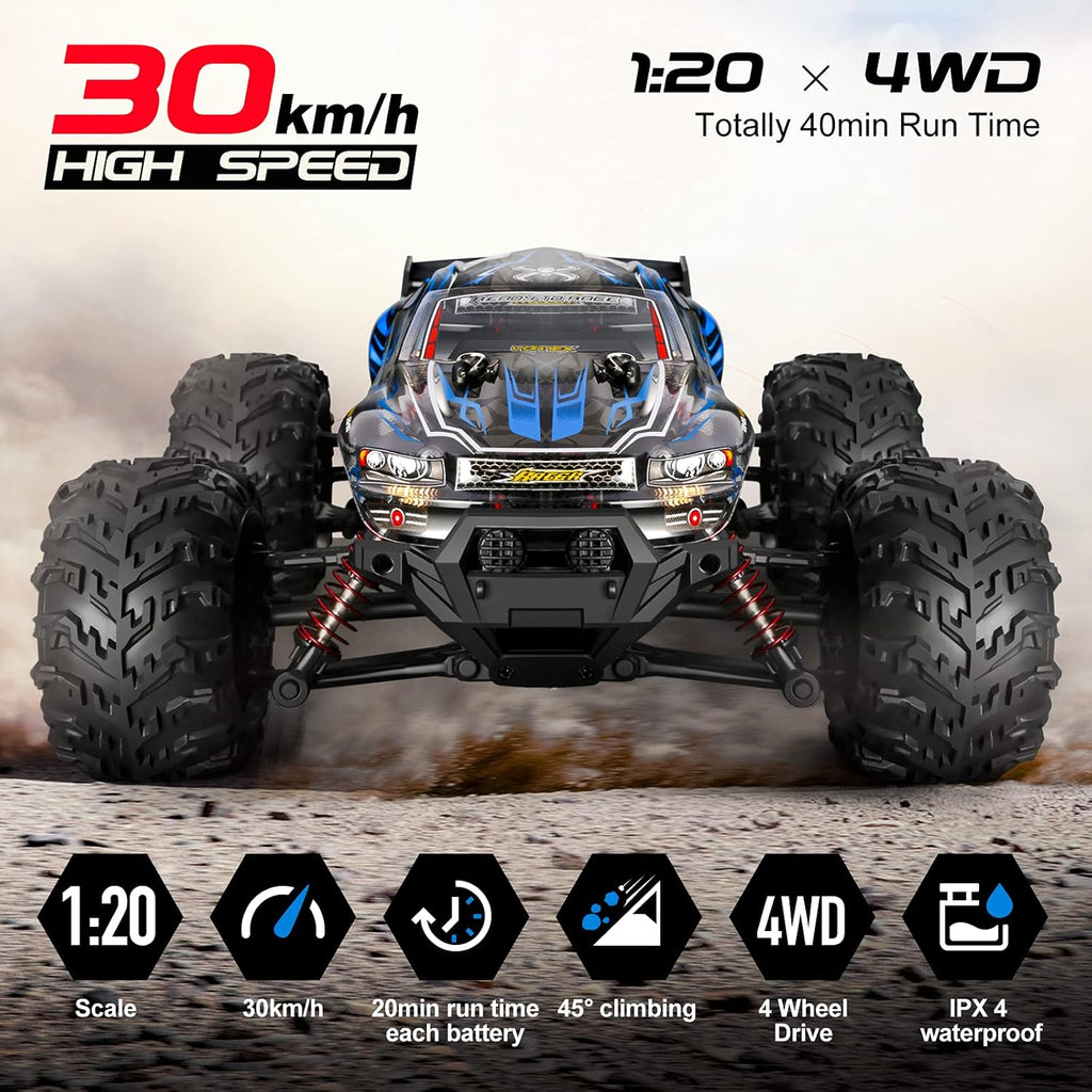 RC Car 4WD Waterproof Off Road Monster Truck with 2 Batteries D700