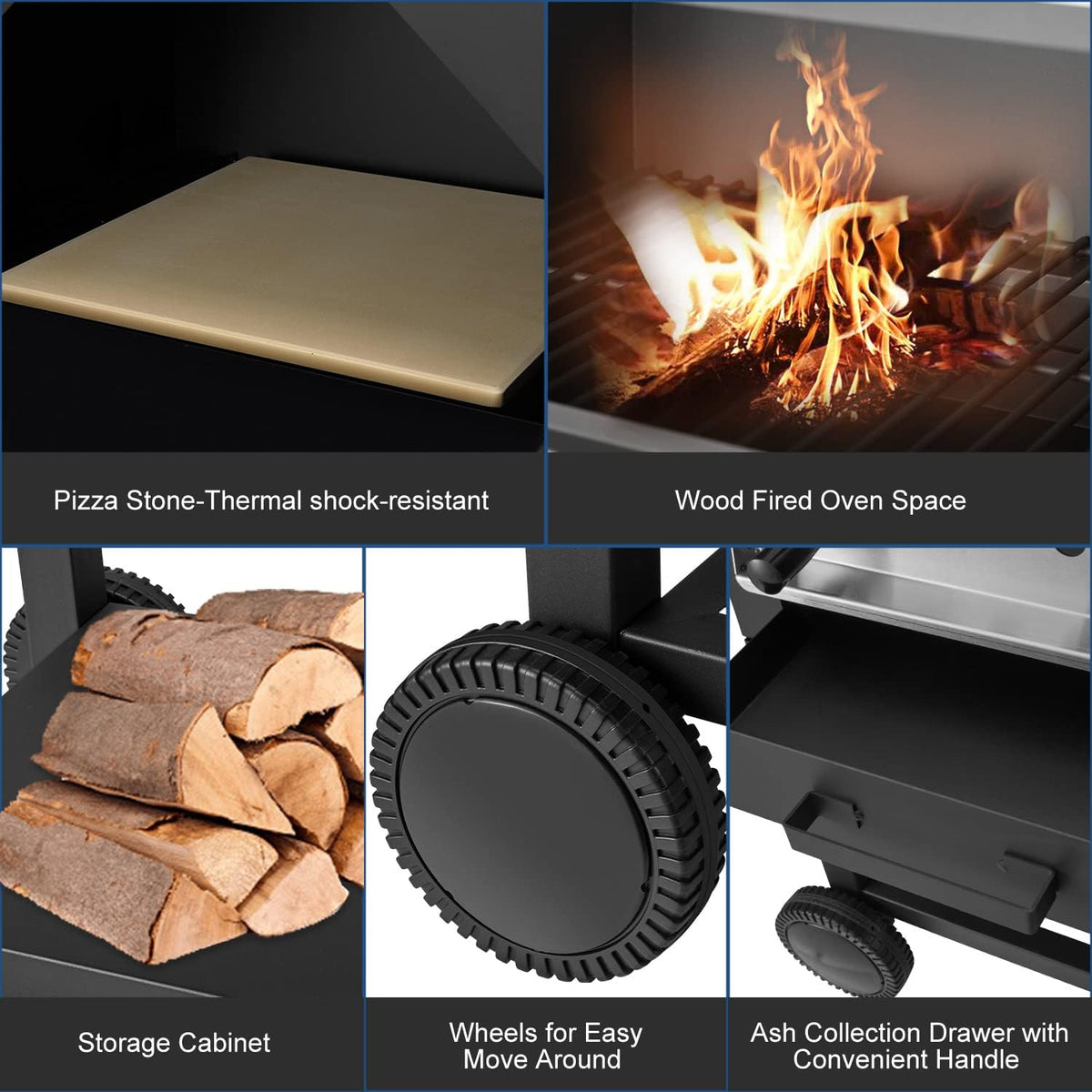 Outdoor Pizza Oven Wood Fire with Pizza Stone A163904