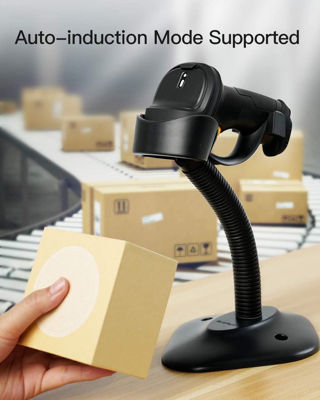 Wireless Barcode Scanner, 2600mAh Battery, 35M Range, Black Pack of 2 B414863