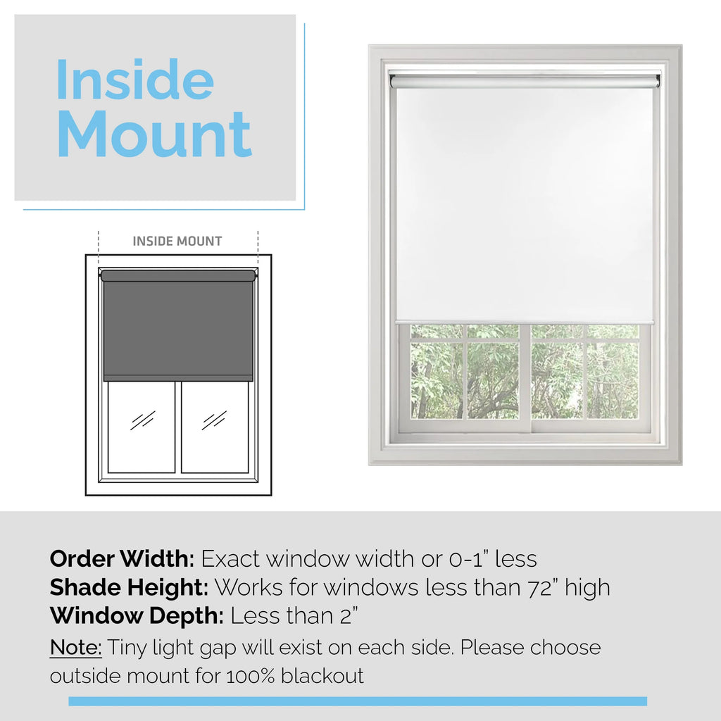 White Cordless Blackout Window Roller Shades 25 x 72 Inch T52197