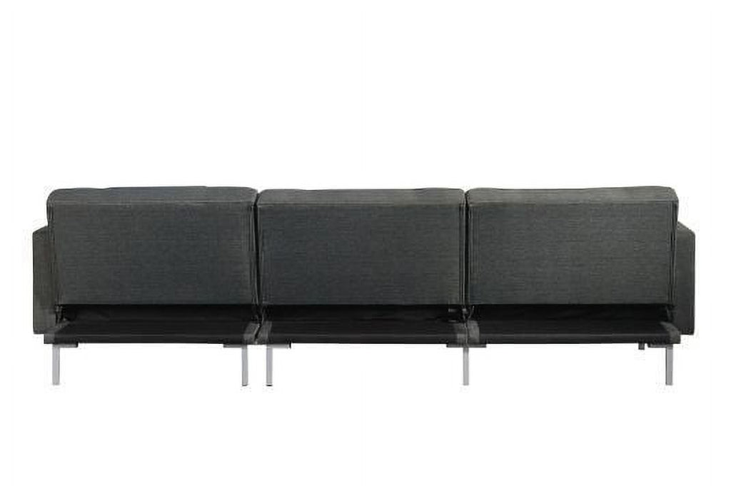 Adjustable Fabric Sectional Sofa with 2 Pillows Dark Gray S1335