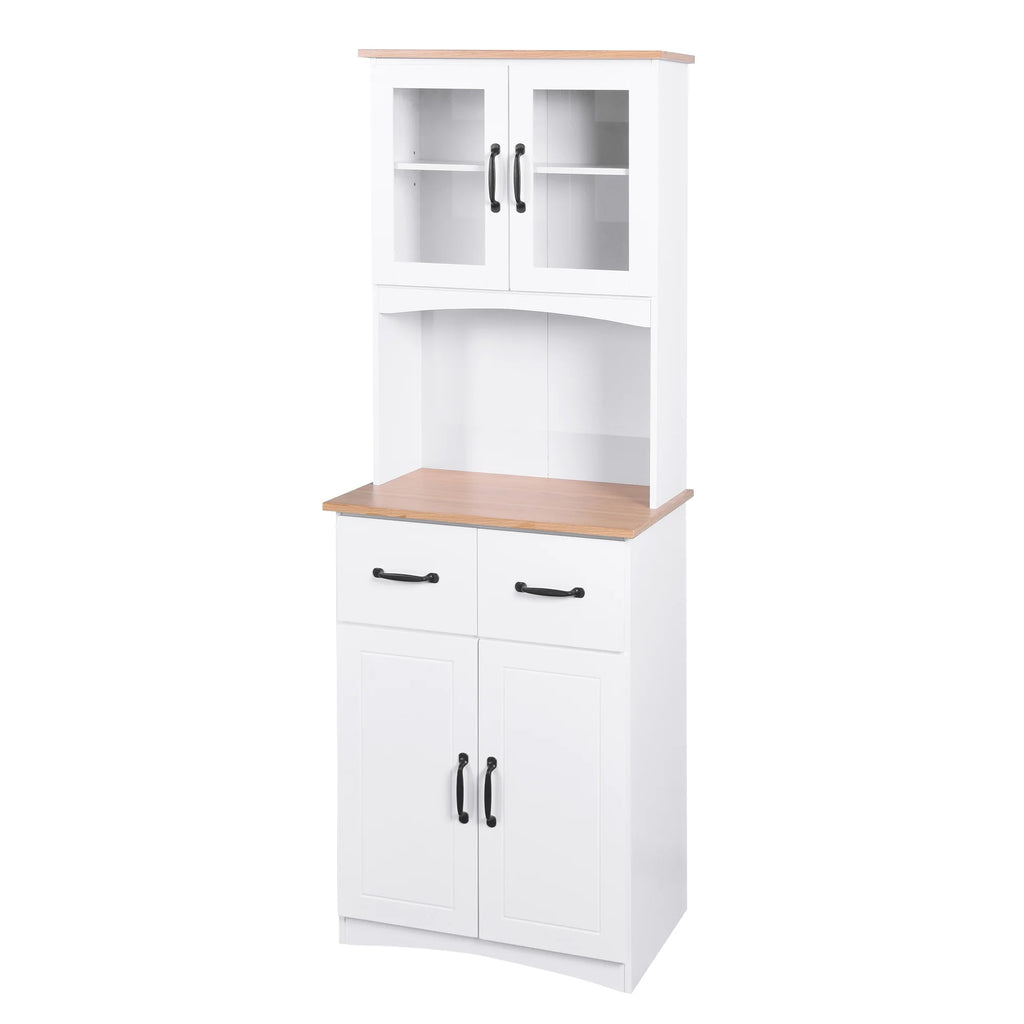 White Tall Wooden Kitchen Cabinet with 2 Drawers Y72880