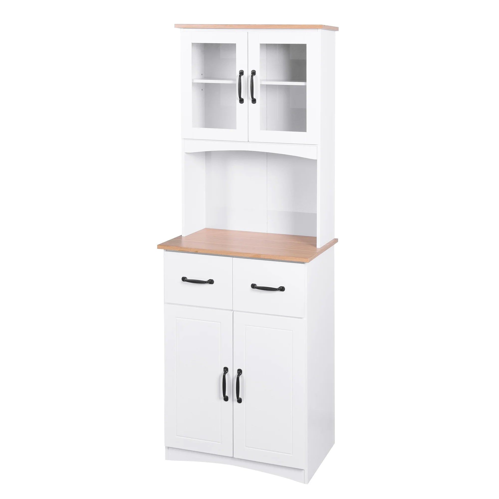White Tall Wooden Kitchen Cabinet with 2 Drawers Y72880