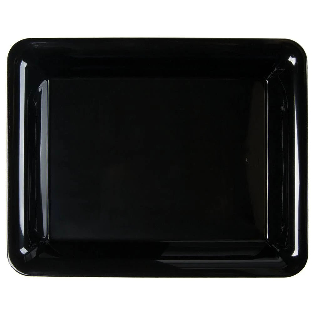 Black Plastic Rectangular Cater Tray - 25/Case Z594194