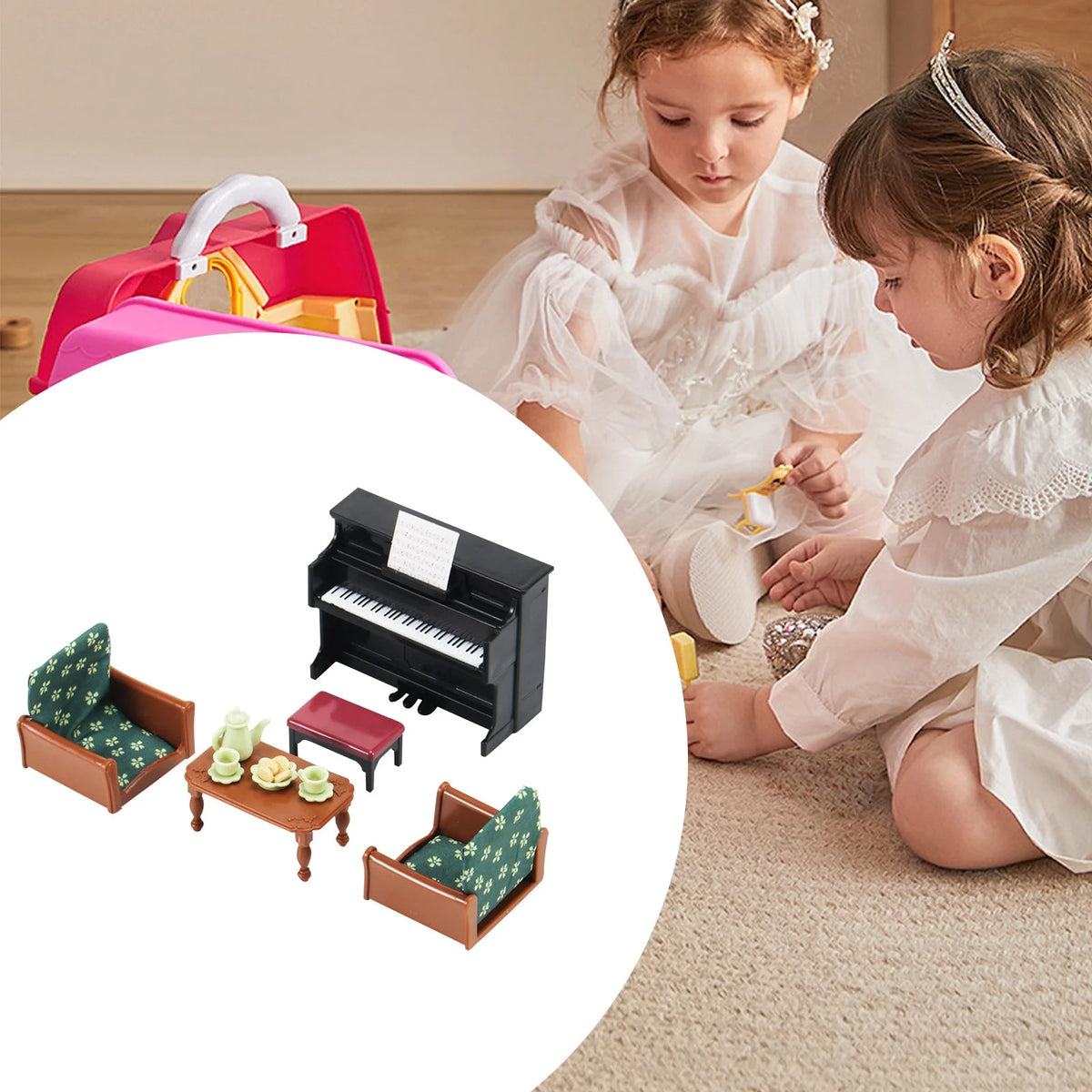 Miniature Dollhouse Furniture Kitchen Play Set with Refrigerator D1532