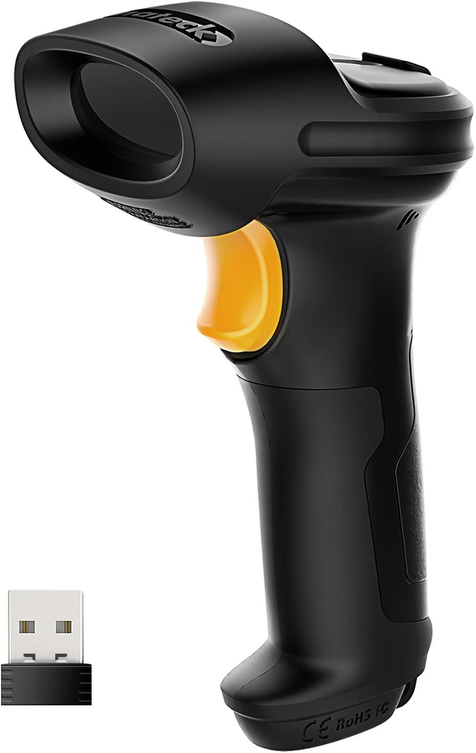 Wireless Barcode Scanner, 2600mAh Battery, 35M Range, Black Pack of 2 B414863