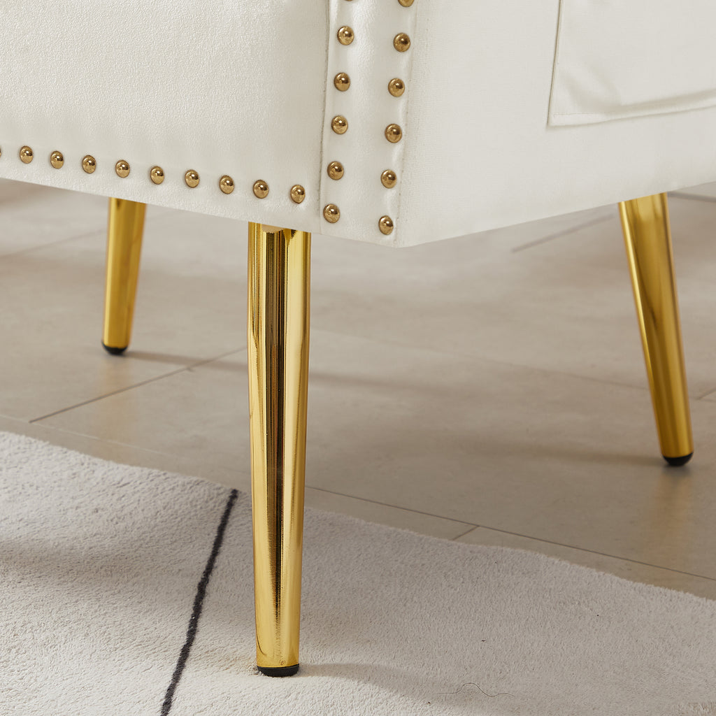 Velvet Armchair with Metal Legs K365