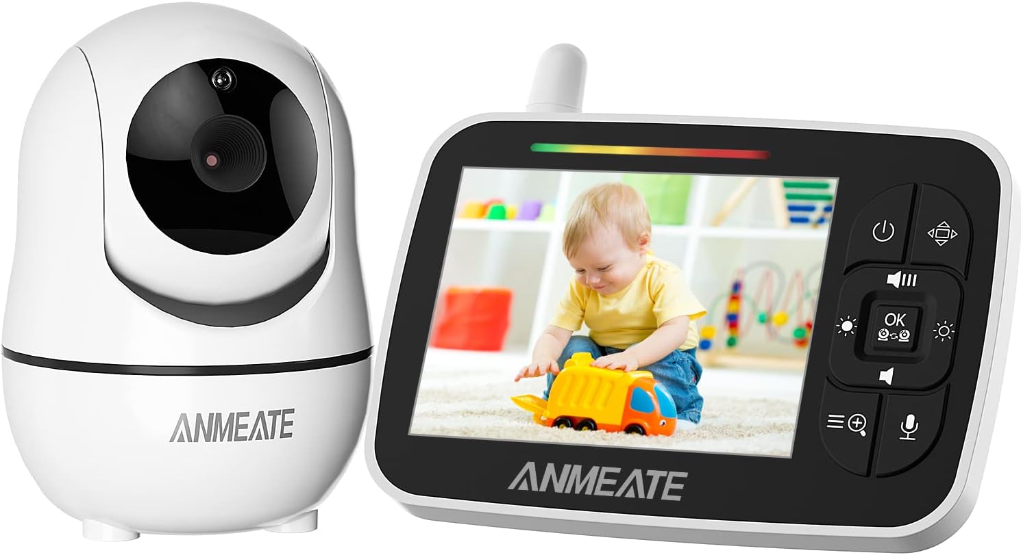Baby Monitor with Camera and Audio, 3.5" Display, Infrared Night Vision, Two Way Talk, Room Temperature, Lullabies, 960ft Range N768