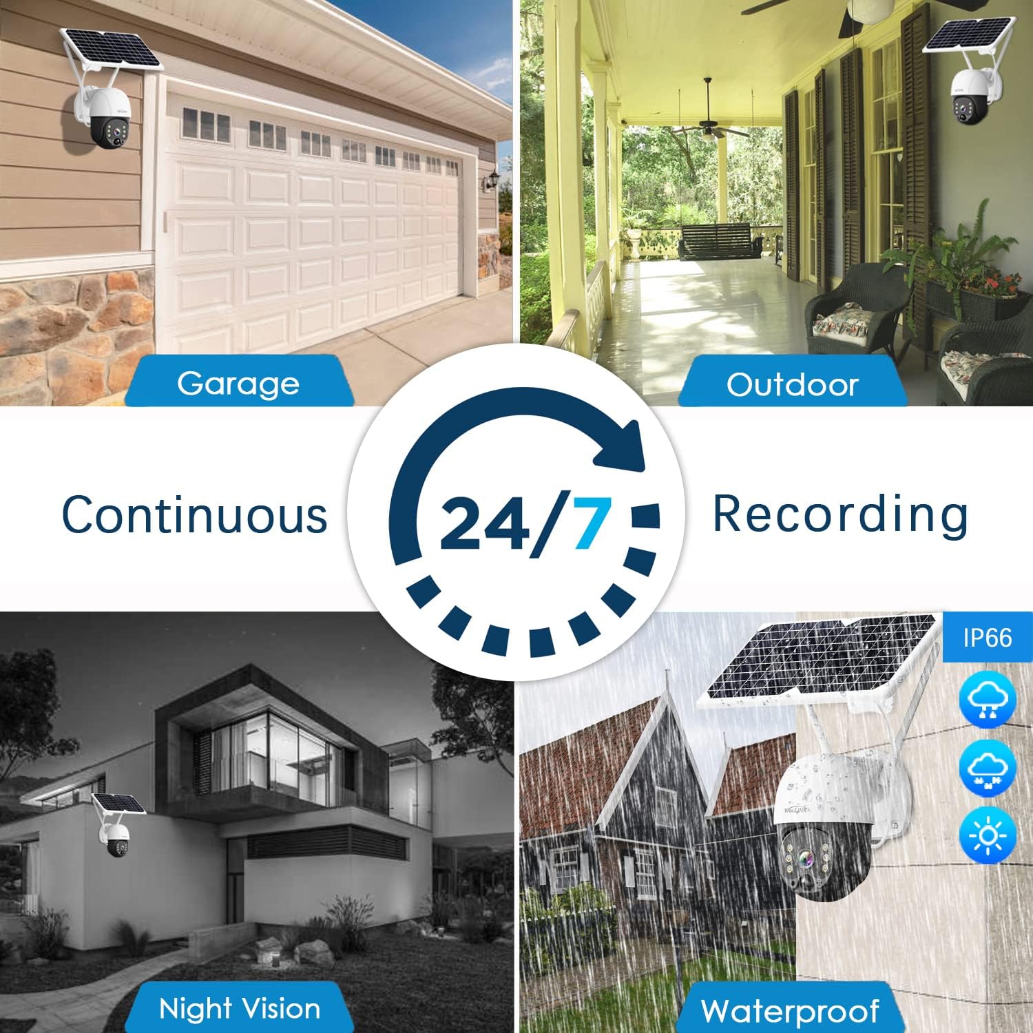 3MP PTZ Solar Security Camera Outdoor, 360° Wireless WiFi Rechargeable Solar Battery Camera with 2-Way Talk, Color Night Vision P510