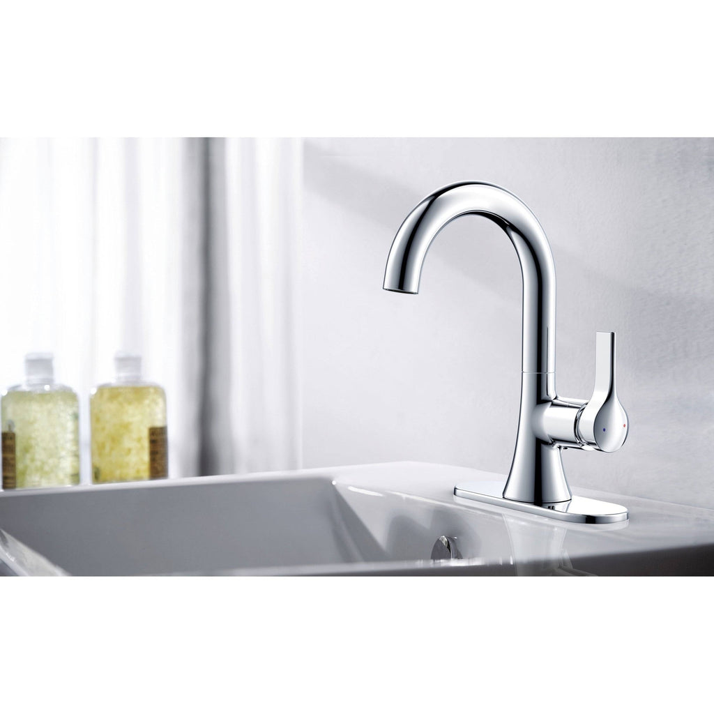 Chrome Centerset Single-Handle Bathroom Faucet with Deck Plate and Pop-Up Assembly V8433