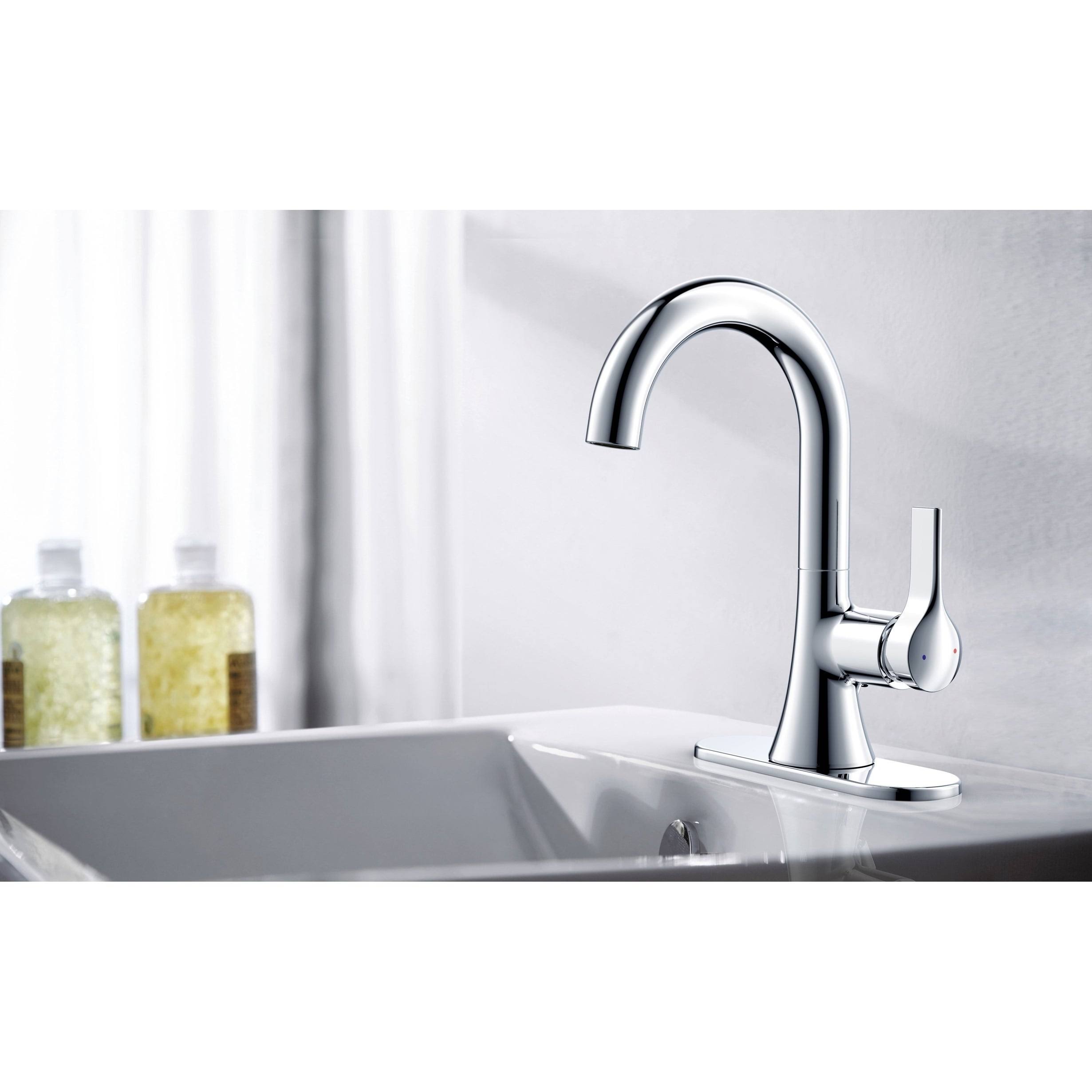 Chrome Centerset Single-Handle Bathroom Faucet with Deck Plate and Pop-Up Assembly V8433