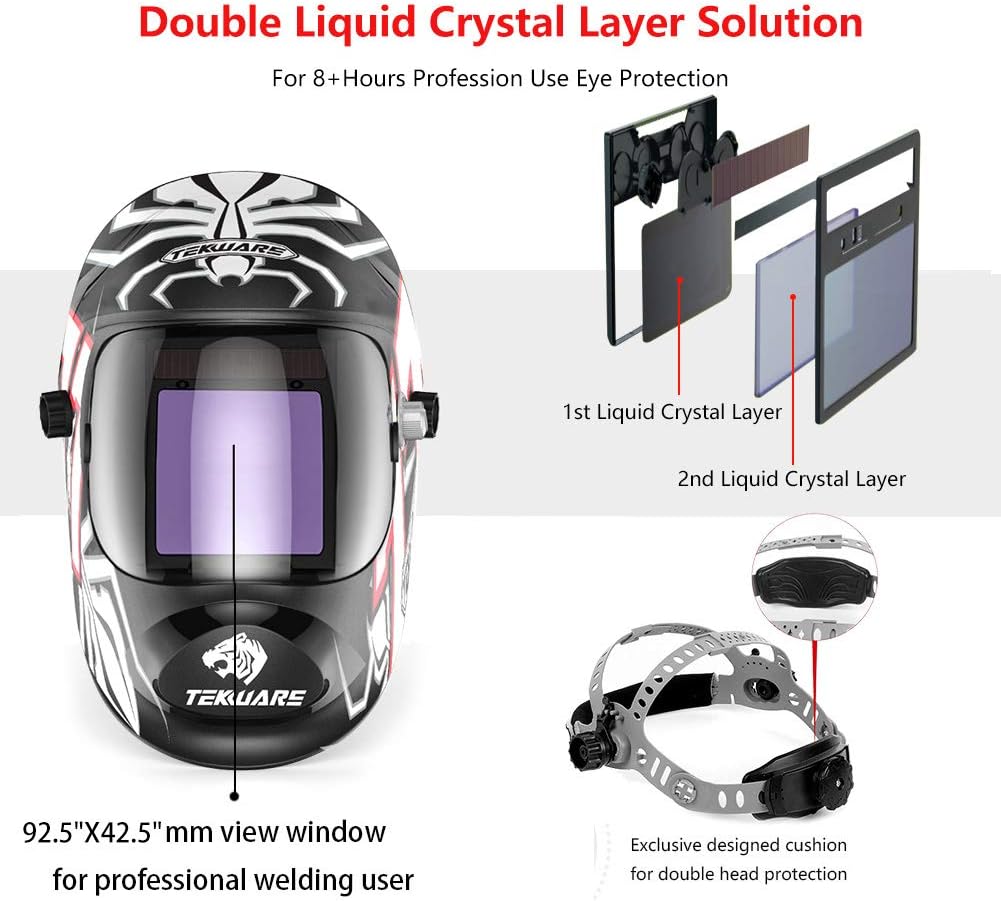 Solar Powered Auto Darkening Welding Helmet with 4 Arc Sensor R295