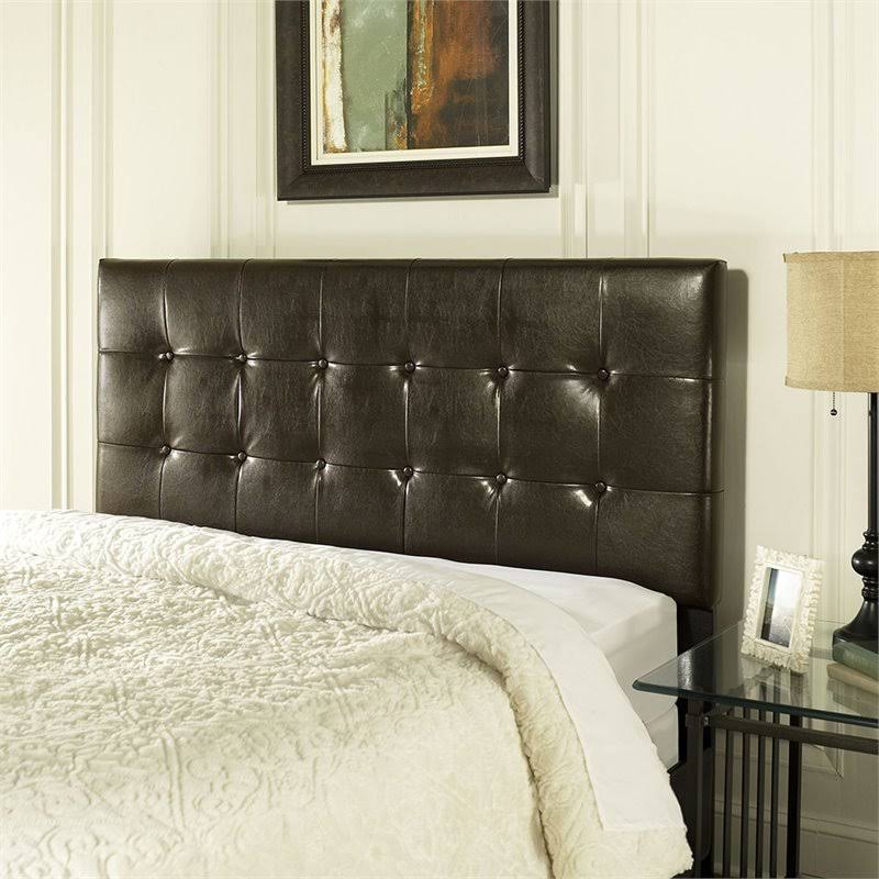 Faux Leather Tufted King California King Headboard in Brown J55842