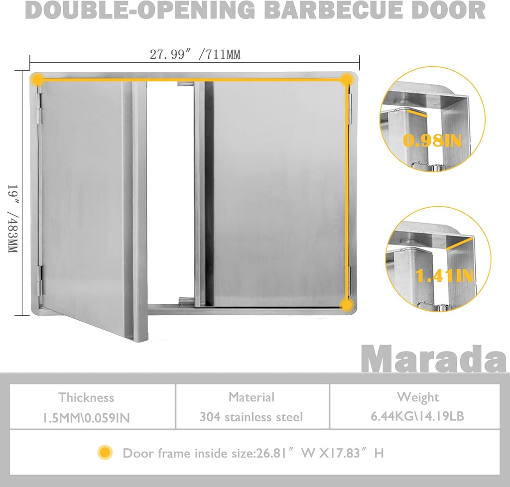 304 Brushed Stainless Steel BBQ Access Door (28 W x 19 H) N468