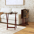 5-piece Faux Marble Folding Snack Tray Table Set D308170