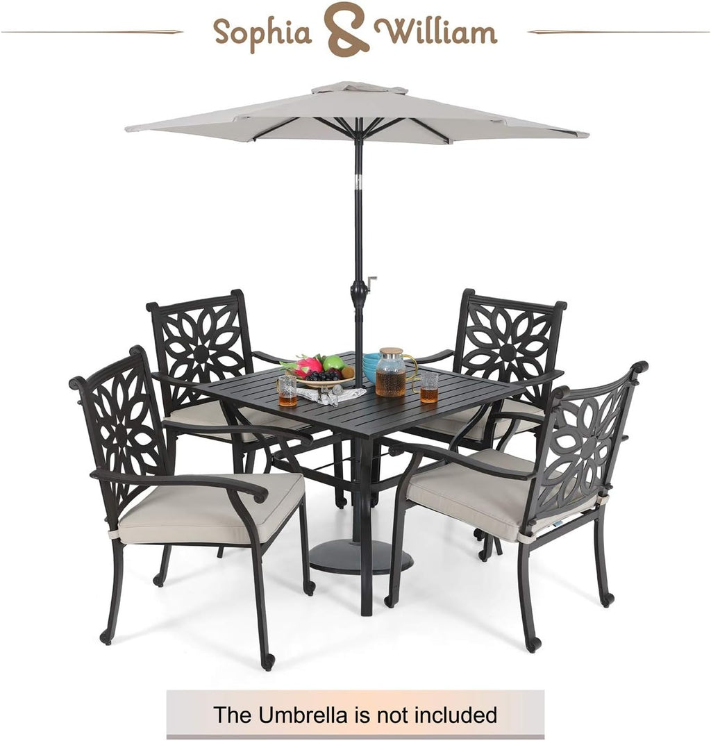 5 Pieces Patio Dining Set with 4 Chairs and 1 Square Table P2103