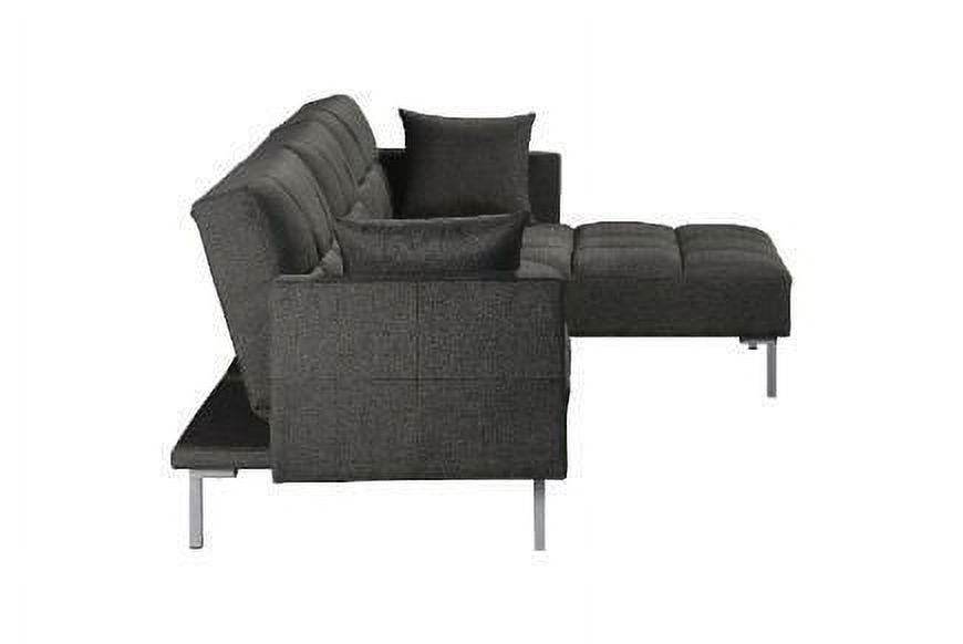Adjustable Fabric Sectional Sofa with 2 Pillows Dark Gray S1335