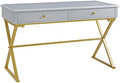 Gray Wood and Metal Two Drawer Desk C250