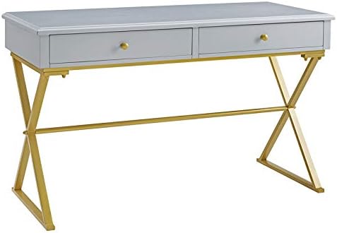 Gray Wood and Metal Two Drawer Desk C250