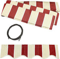 Retractable Awning Fabric Replacement 13 x 10 Feet Multi-Stripe Red Pack of 2 K928