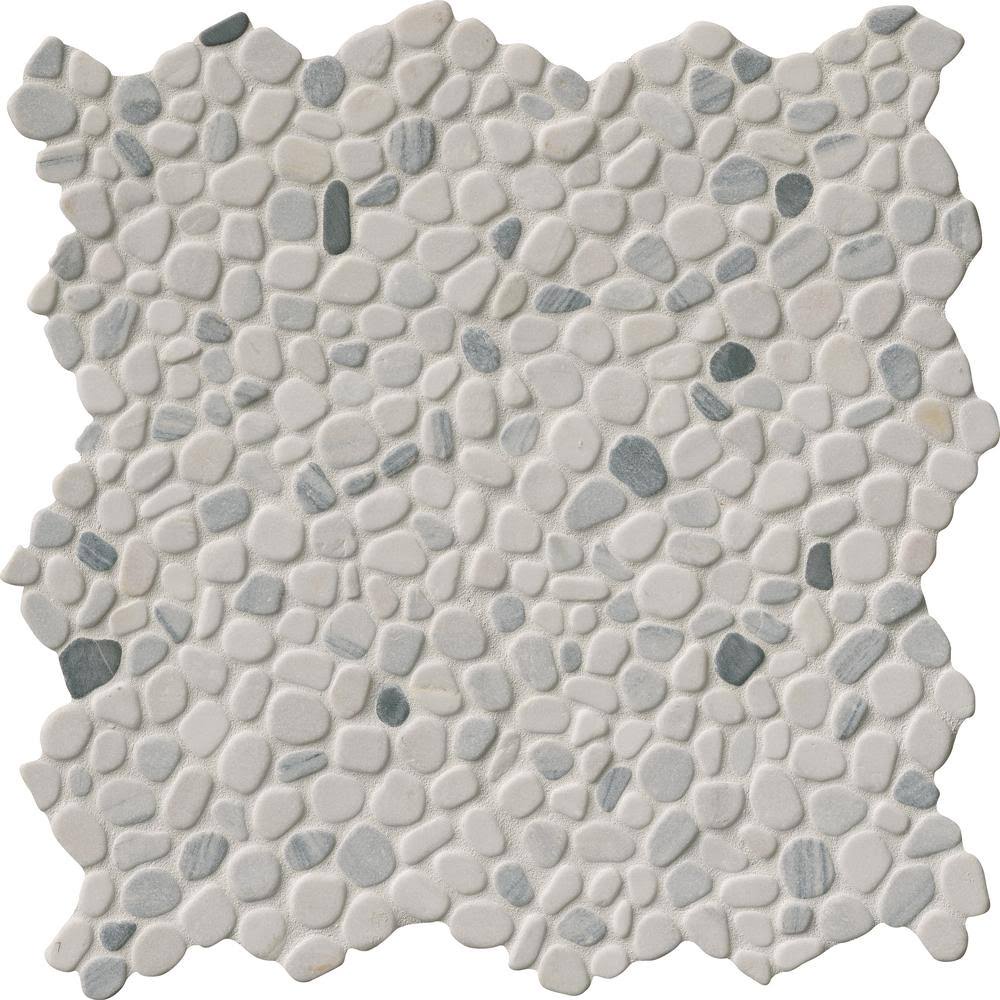 Black and White Tumbled Marble Mosaic Tile, 11.42 in. x 11.42 in. x 10 mm, 9.1 Sq. ft. / CASE A8031