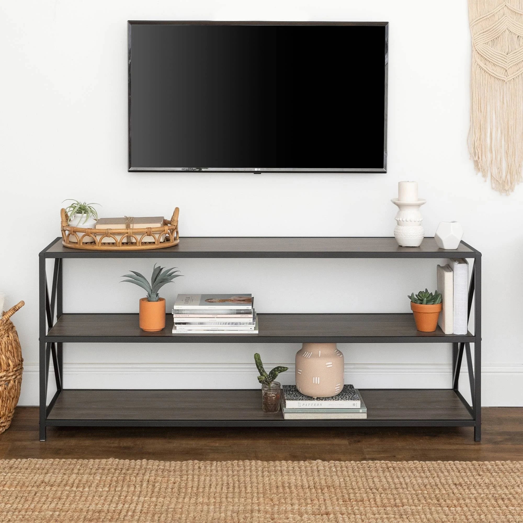 Industrial 3 Shelf Bookcase Slate Gray/Black Metal J1965