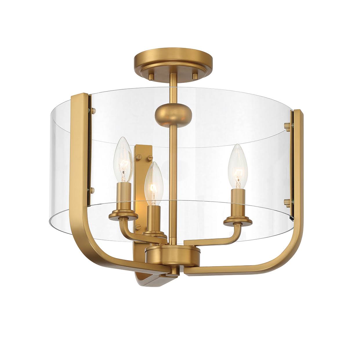 3 Light Semi-Flush Mount Brass B6583