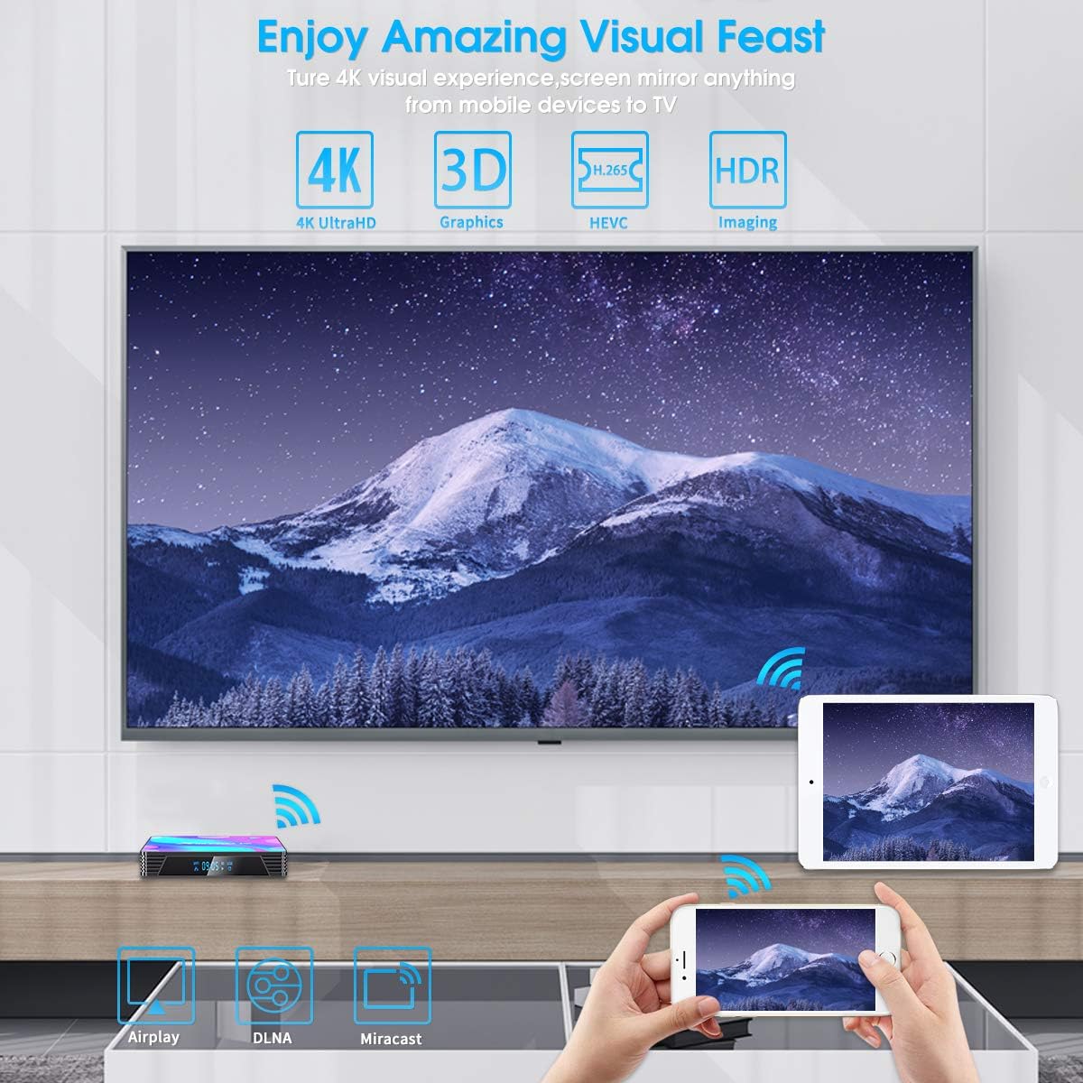 Android 11.0 TV Box 4GB RAM 64GB ROM Quad-Core 4K Pack of 2 E48484