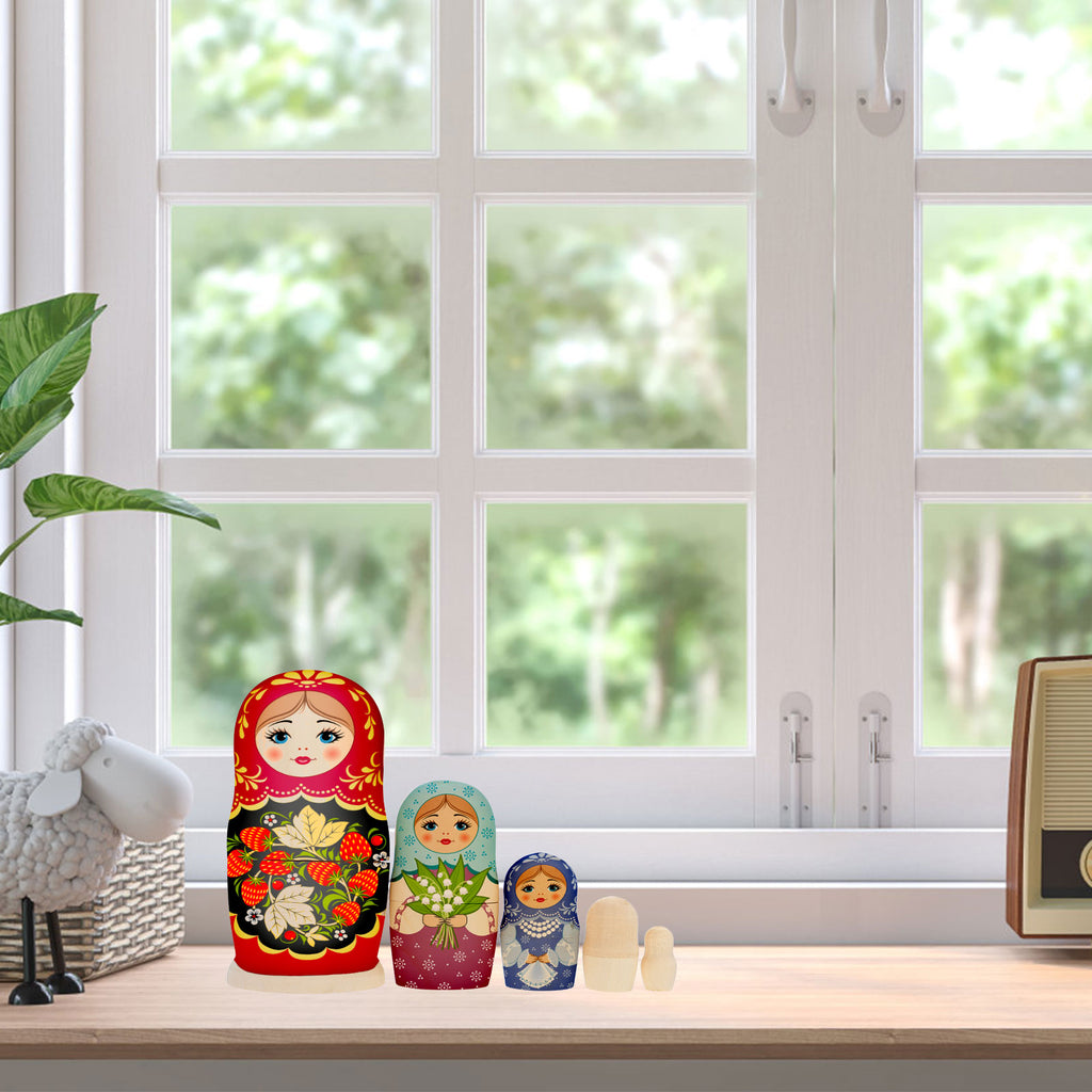 Unpainted Wooden Nesting Dolls Set E491564