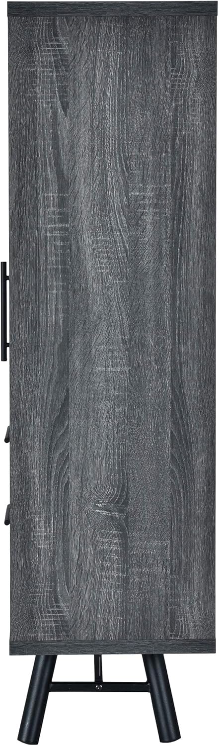 6 Shelf Multi-Functional Cabinet, Sonoma Oak + Black F398941
