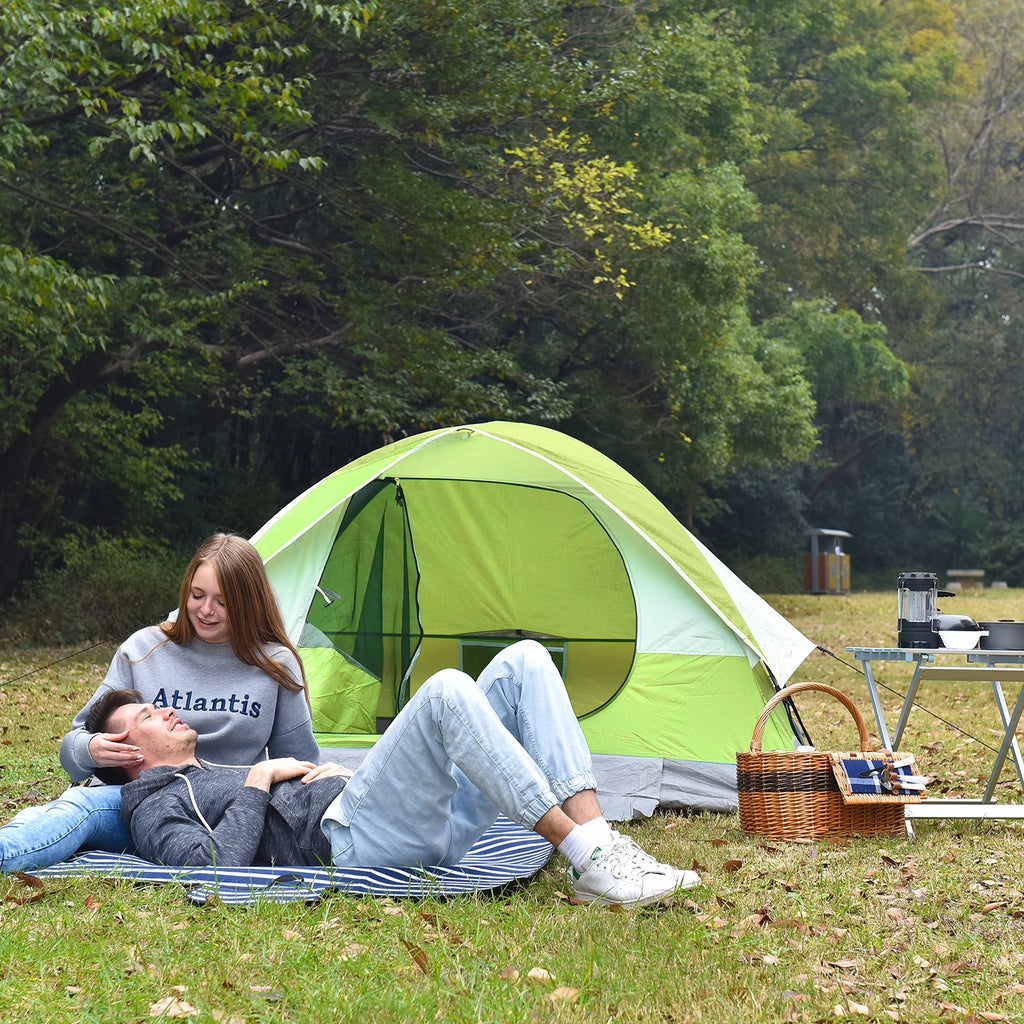 3 Person Dome Tent Ultralight Camping Tent with Carrying Bag Waterproof Green E843