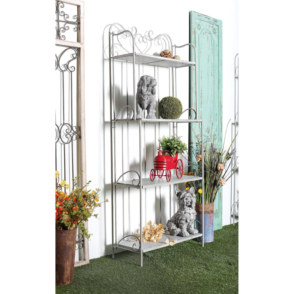 Gray Wood and Iron Four-Tier Bookshelf E87962