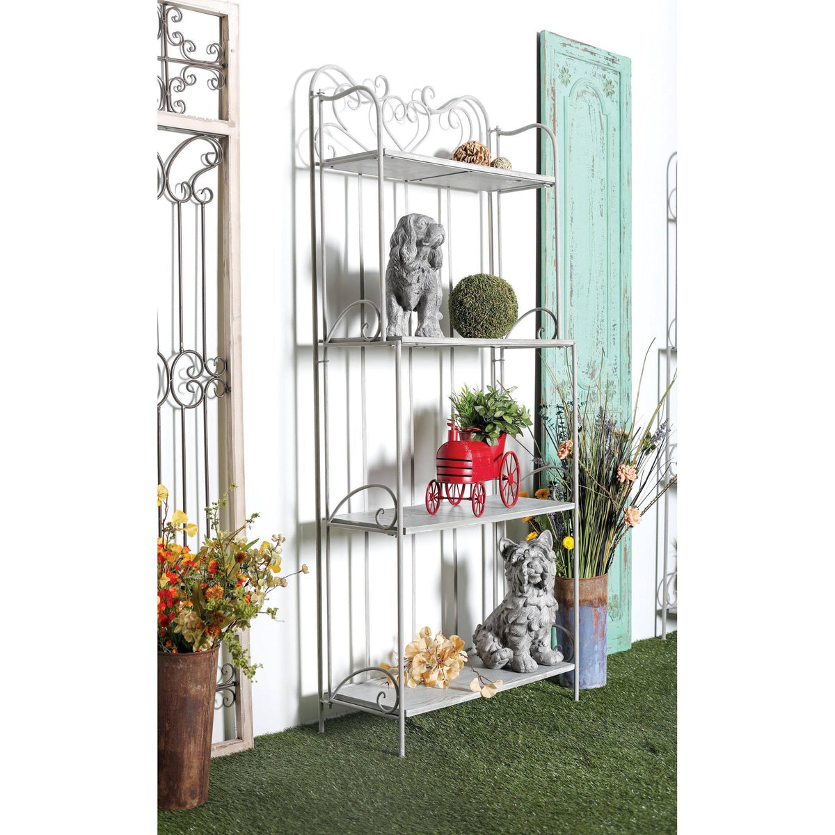 Gray Wood and Iron Four-Tier Bookshelf E87962