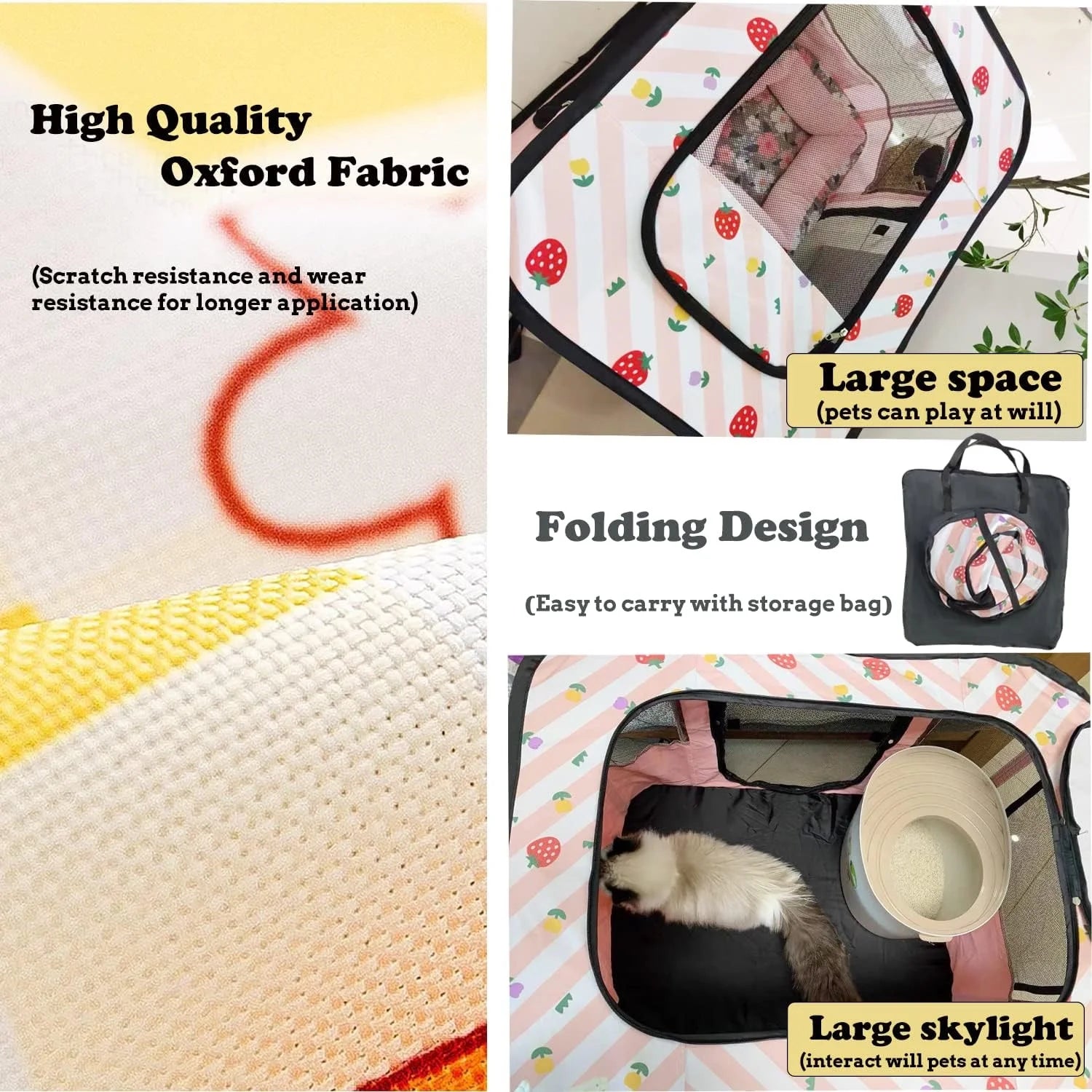 Foldable Portable Dog Cat Playpen Kennel Tent with Removable Shade Cover A6147