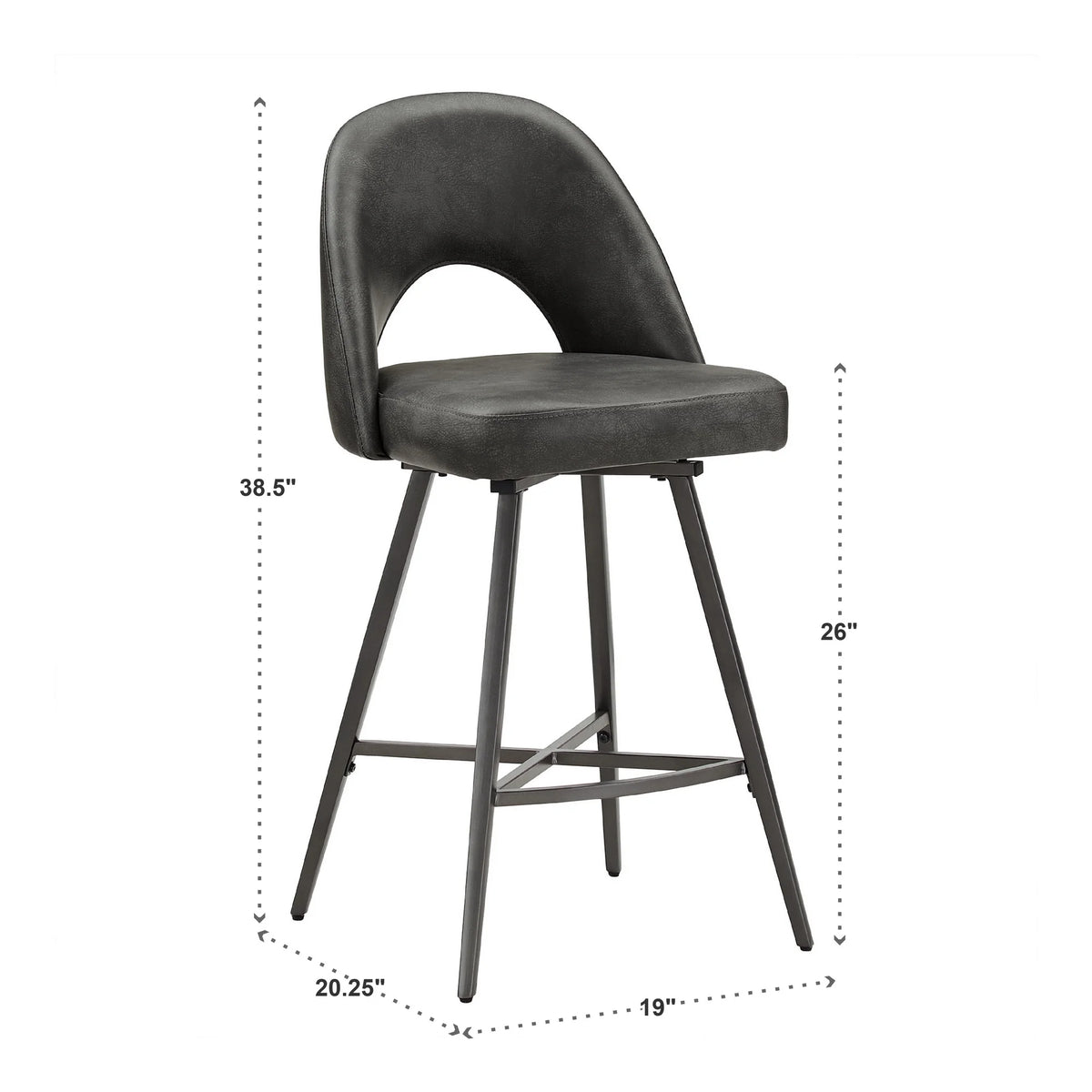 24" Metal Swivel Counter Stools, Set of 2, Dark Grey N631