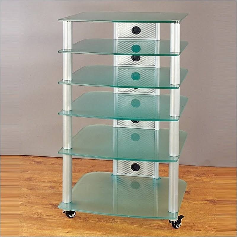 Black Frame and Black Glass Audio Rack K2190